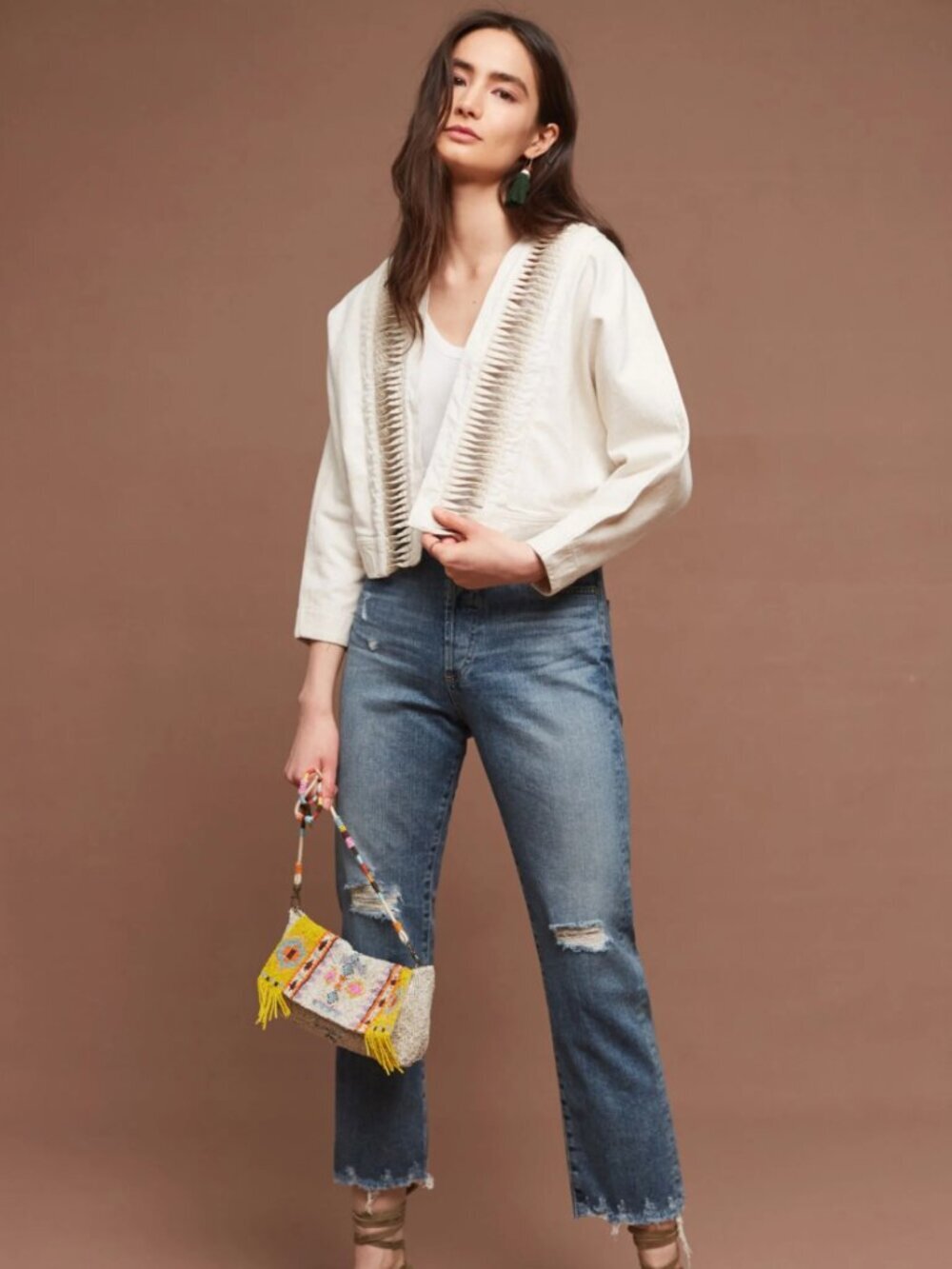 Anthropologie Hei Hei Ladder Linen blend cropped jacket
